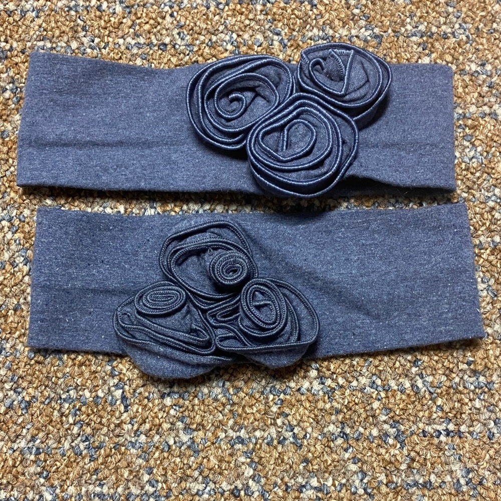Ruffle Butts Charcoal Headband with Rosette Design